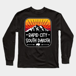 Rapid City South Dakota Vintage Mountain Sunset Long Sleeve T-Shirt